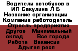 Водители автобусов в ИП Сакулина Л.Б › Название организации ­ Компания-работодатель › Отрасль предприятия ­ Другое › Минимальный оклад ­ 1 - Все города Работа » Вакансии   . Адыгея респ.